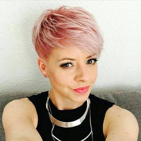 Pastel Pink Textured Pixie — Winter Hair Colors for Short Hair