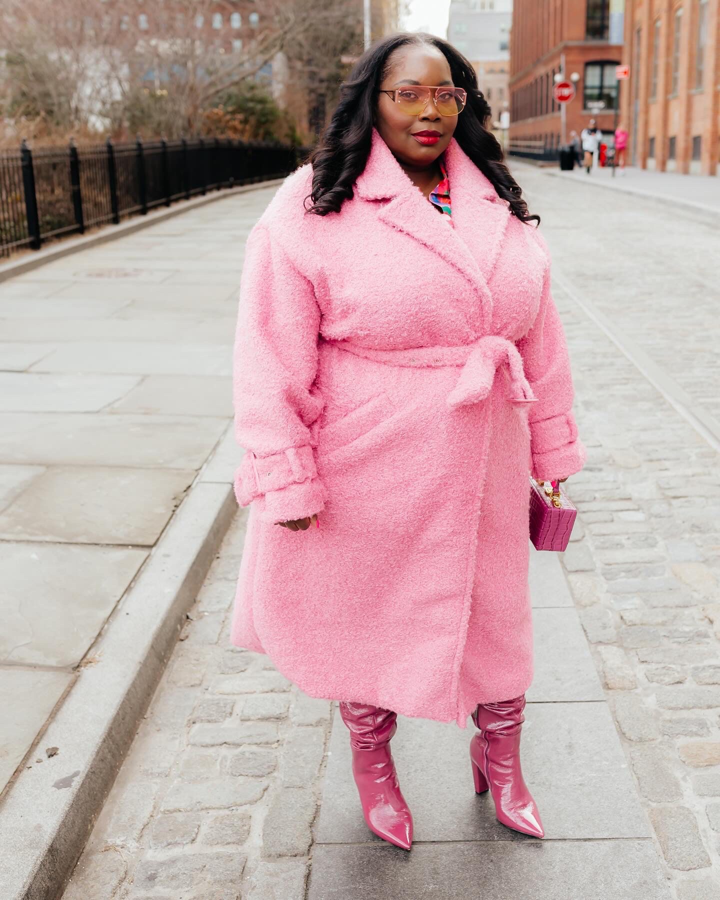 Vibrant Pink Wool Coat with Matching Boots Vibrant Pink Wool Coat with Matching Boots β Winter Outfits for Plus Size Women