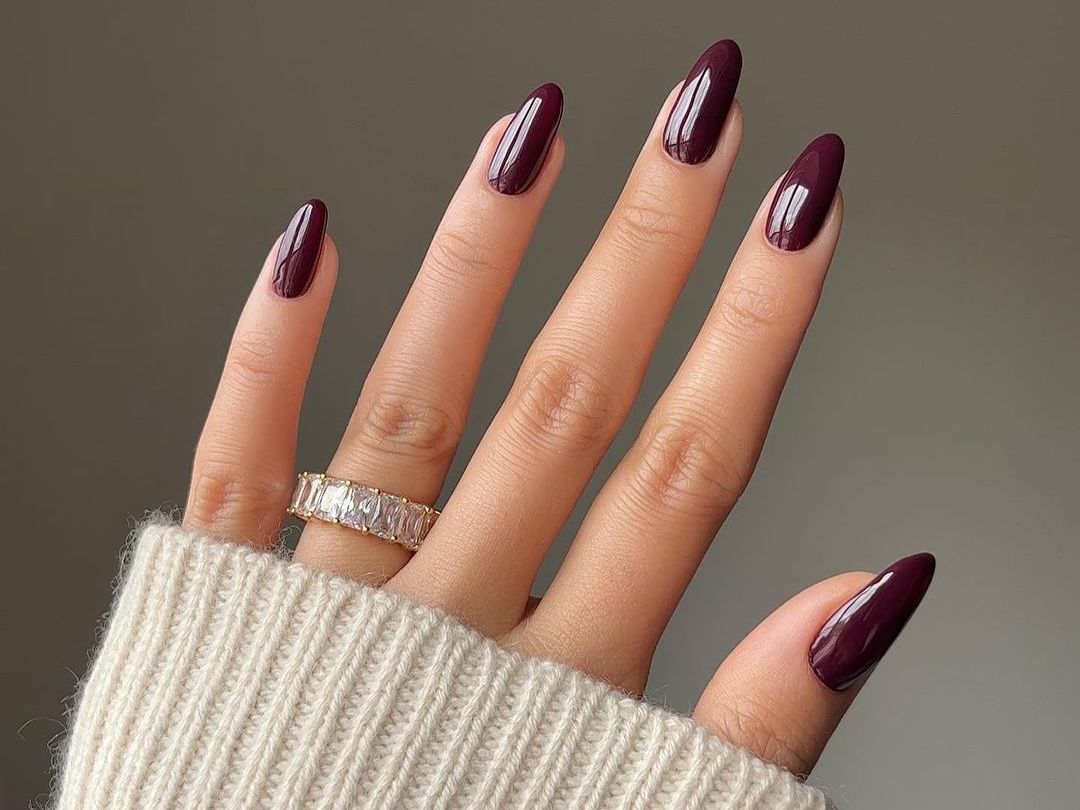 Deep Dark Berry Stiletto Nails Deep Dark Berry Stiletto Nails β Medium Length Winter Nails