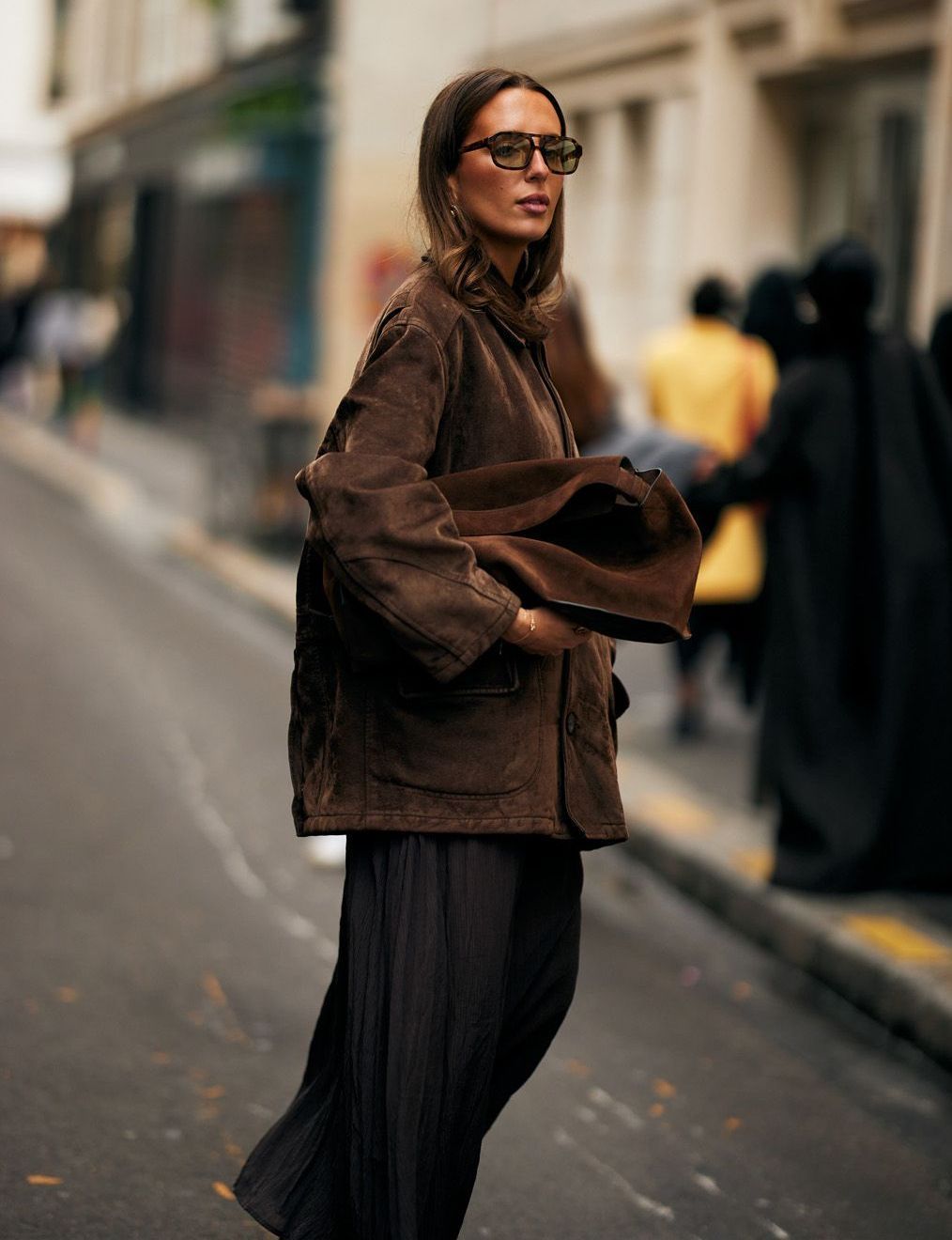 Oversized Brown Suede Jacket for Casual Chic Oversized Brown Suede Jacket for Casual Chic β Chocolate Brown Outfits