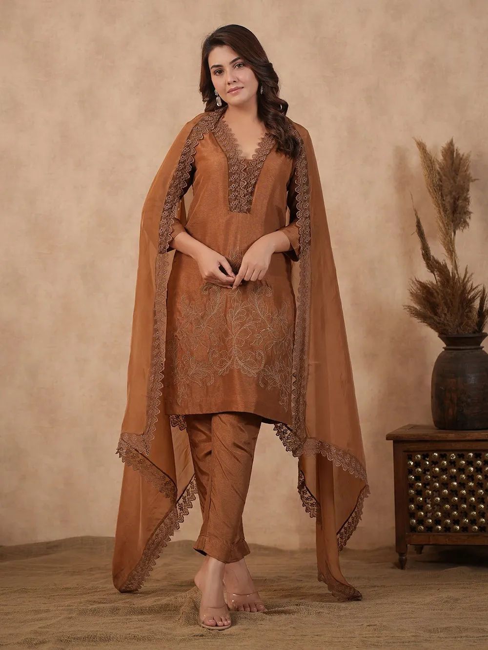 Embroidered Tunic and Dupatta for Festive Flair — February Outfits