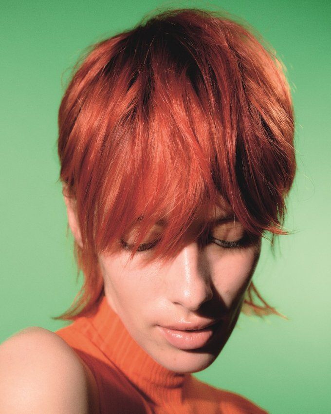 Vibrant Copper Orange Pixie Shag — Fall to Winter Hair Colors