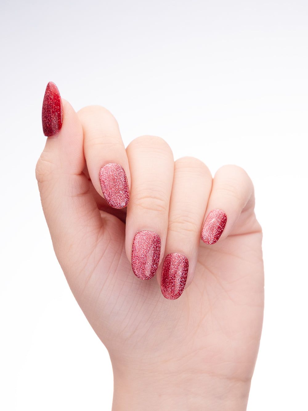 Bright Red Pink Undertone Glitter Short Nails Bright Red Pink Undertone Glitter Short Nails β Sparkly New Years Nails 2027