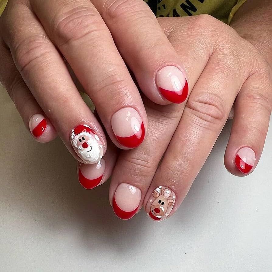 Santa and Reindeer Christmas Character Nails Santa and Reindeer Christmas Character Nails β Short Christmas Nails 2026