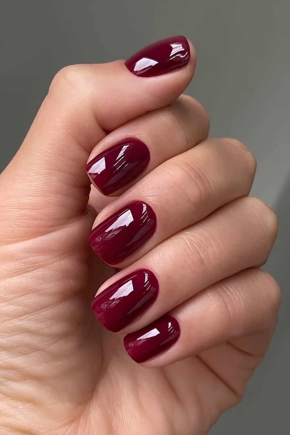 Deep Opaque Burgundy Short Oval Nails Deep Opaque Burgundy Short Oval Nails โ Fall to Winter Nails