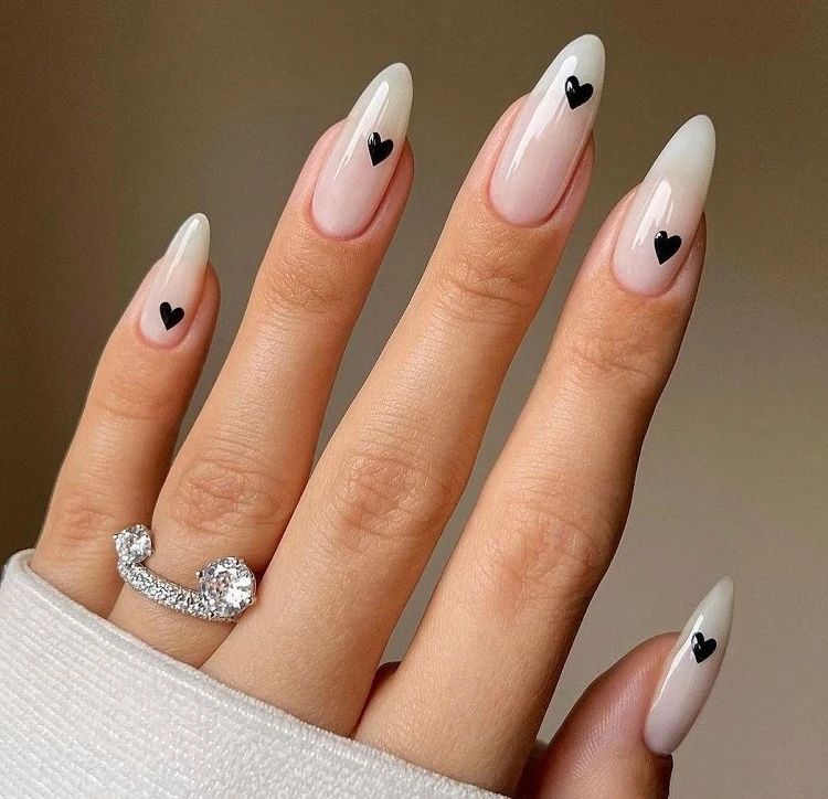 Small Black Hearts Visual Idea Small Black Hearts Visual Idea β Winter Wedding Guest Nails