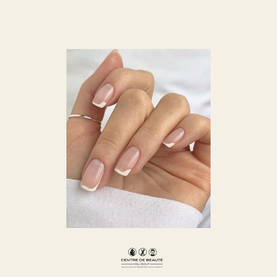 Micro French Tips on Short Square Nails Micro French Tips on Short Square Nails β Winter French Tip Nails