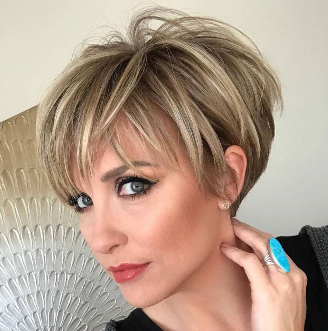 Ash Blonde Pixie with Blunt Bangs — Winter Haircuts for Women Over 40