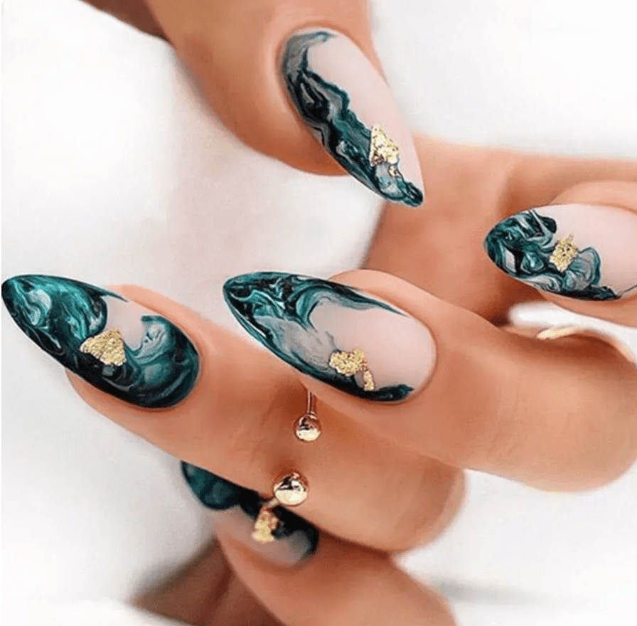 Emerald Cat Eye Square Nails Emerald Cat Eye Square Nails โ Winter Green Nails