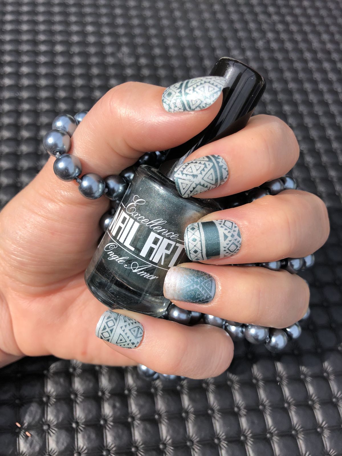 Teal and Gray Shimmer Gradient — Winter Gray Nails