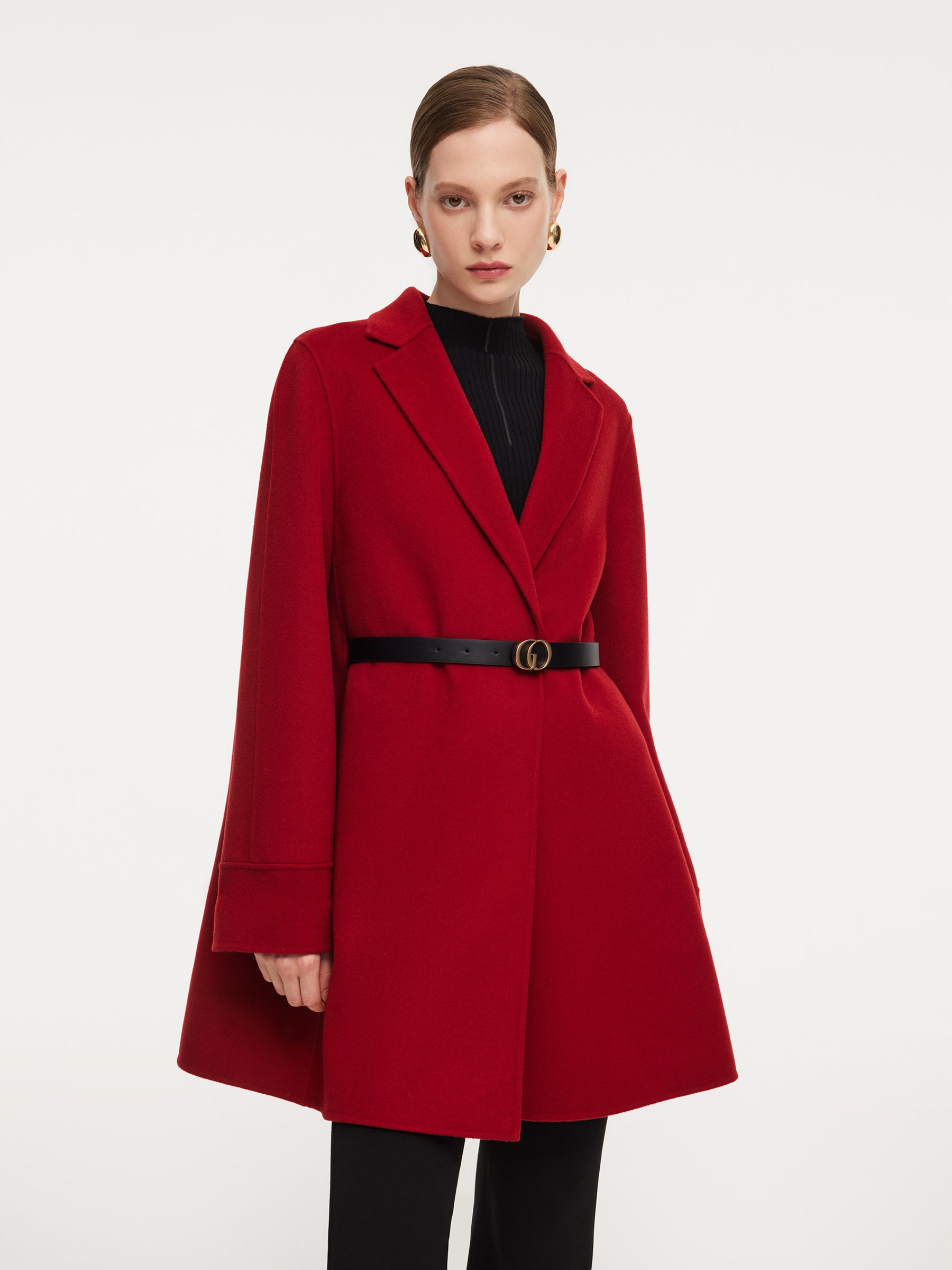 Vibrant Red Coat Over a Black Turtleneck Vibrant Red Coat Over a Black Turtleneck β Winter Teacher Outfits