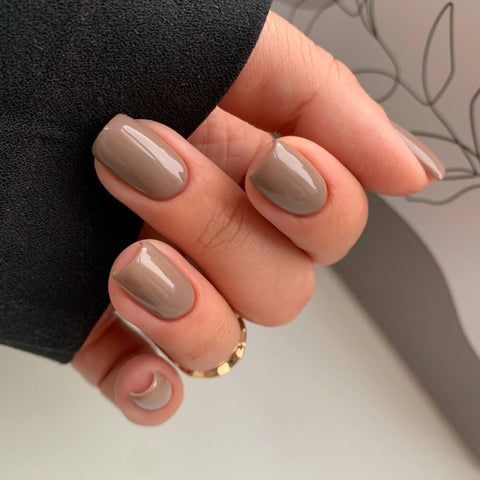Sophisticated Grey-Toned Brown — Winter Nude Nails