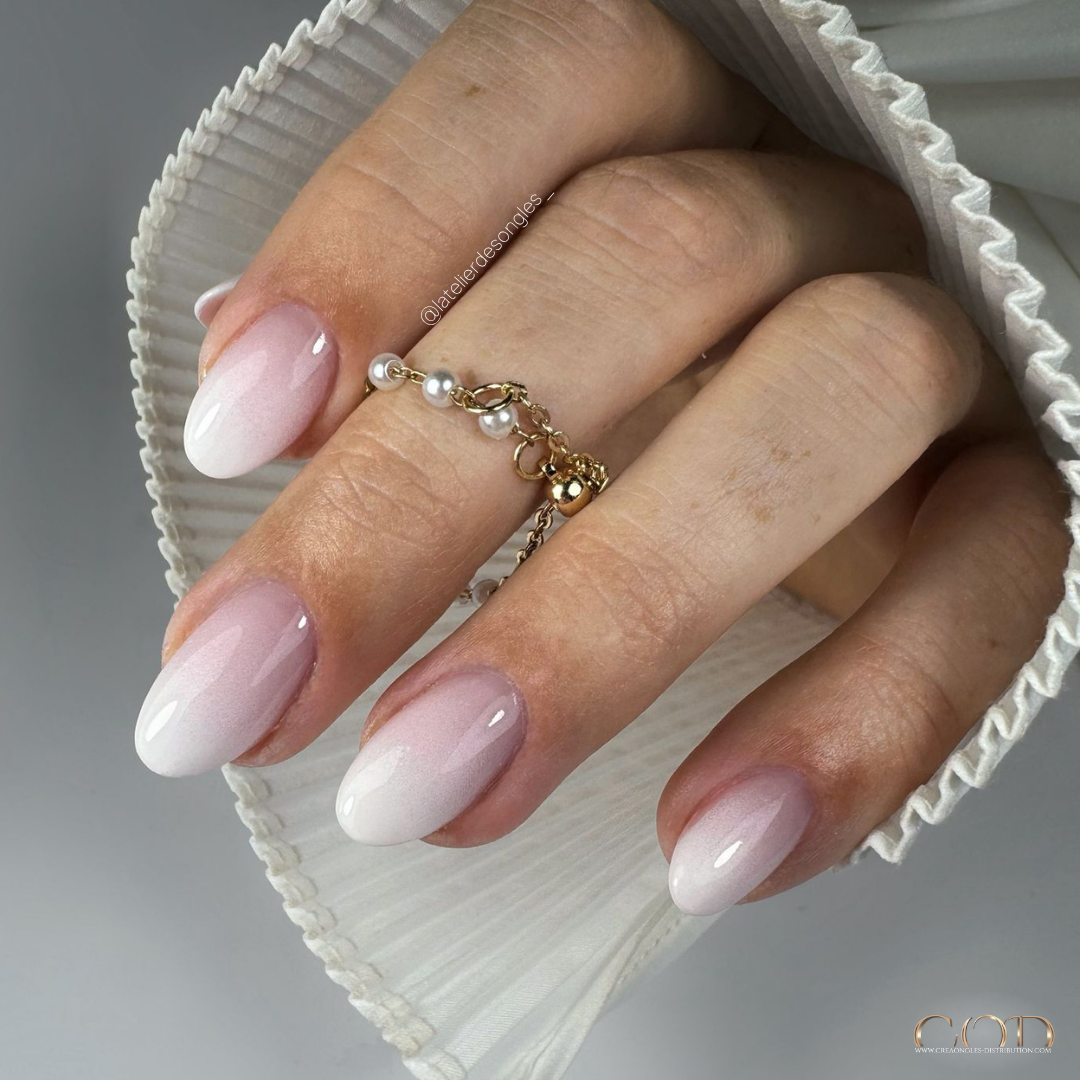 Flawless Sheer Pink and White Oval Ombre Flawless Sheer Pink and White Oval Ombre β Winter Ombre Nails