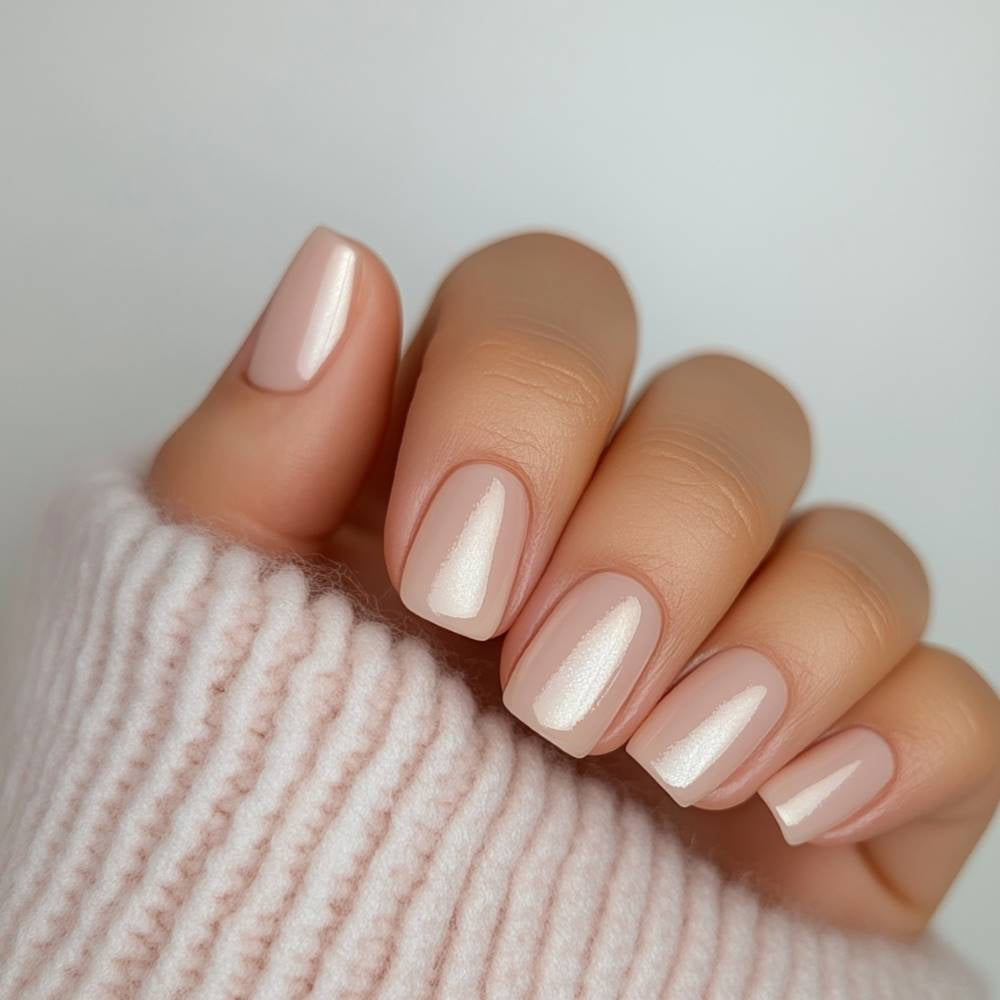 Neutral Beige Pearlescent Shimmer Square Neutral Beige Pearlescent Shimmer Square β Everyday Winter Nails