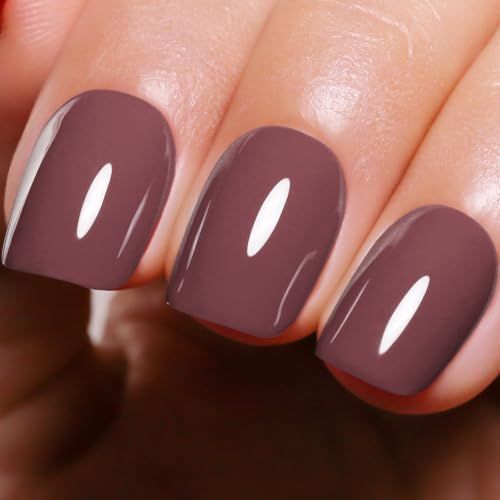 Mauve Brown Glossy Short Oval Nails Mauve Brown Glossy Short Oval Nails β Winter Gel Nail Colors