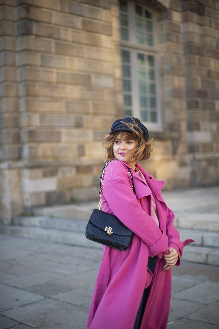 Bright Pink Trench Coat for a Pop of Color Bright Pink Trench Coat for a Pop of Color β Colorful Winter Outfits
