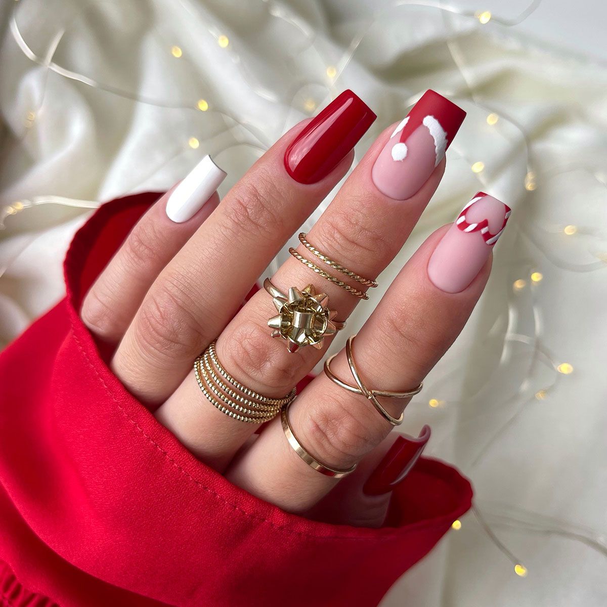 Long Square Red Nails with Santa Hat Art Long Square Red Nails with Santa Hat Art β Christmas Acrylic Nails 2026
