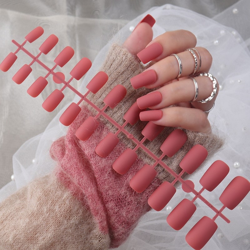 Dusty Rose Matte Medium Square Nails Dusty Rose Matte Medium Square Nails β Winter Matte Nails