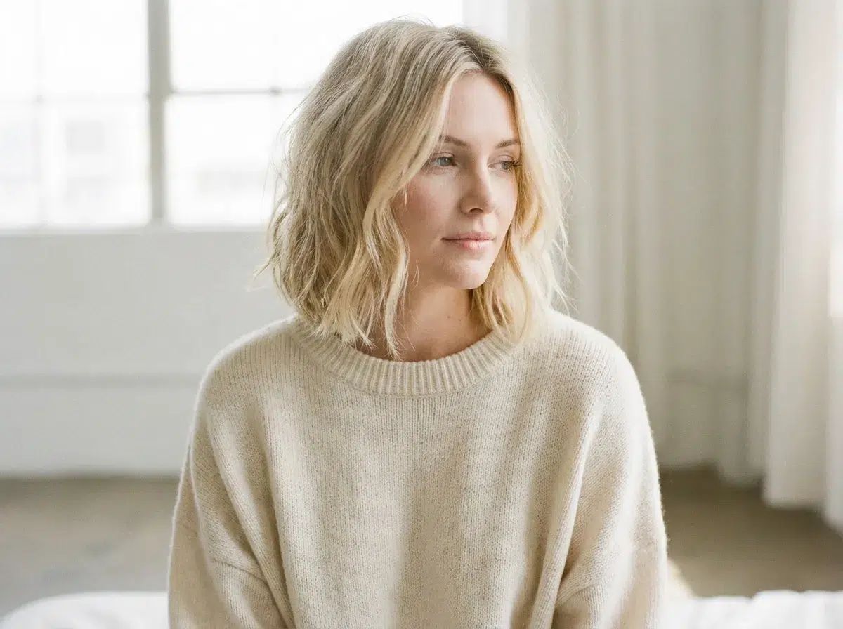 Wavy Platinum Blonde Bob Wavy Platinum Blonde Bob β Winter Hair Colors for Plus Size Women