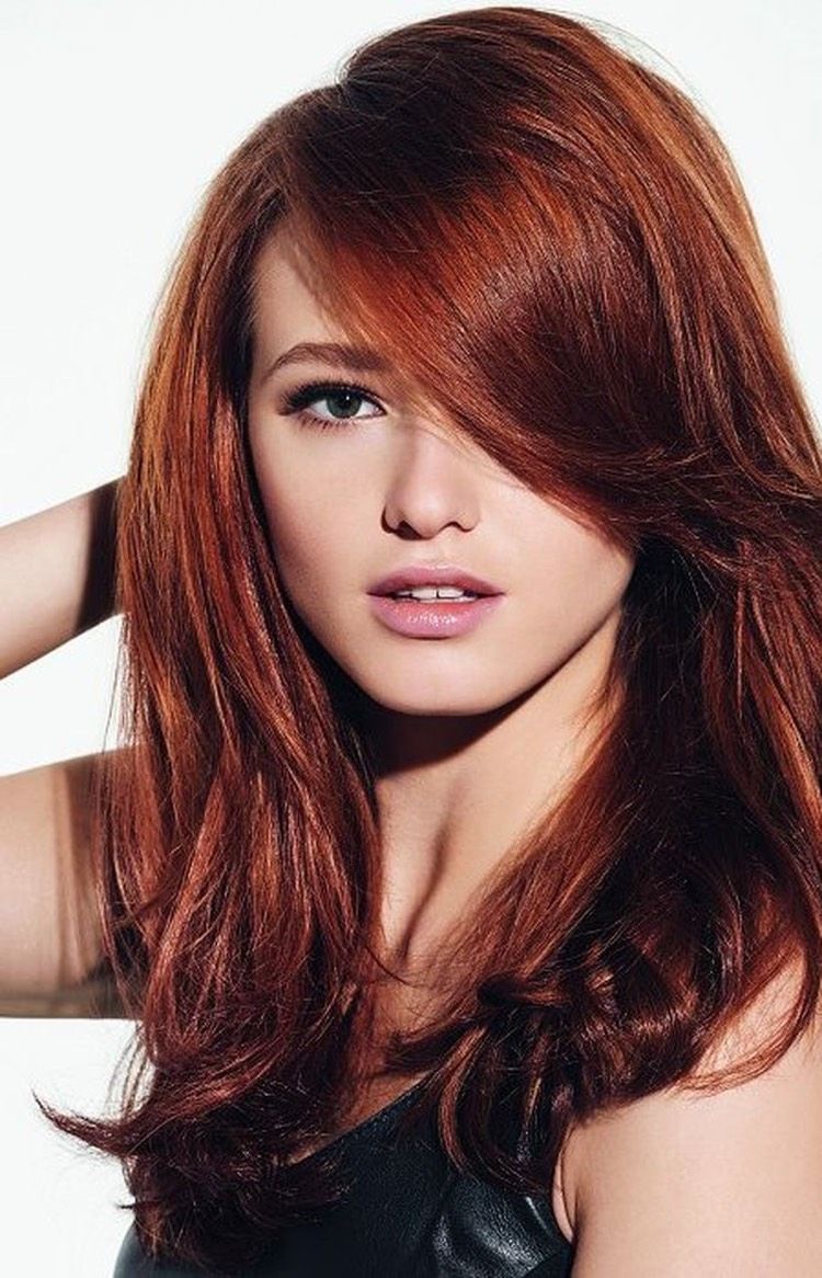 Bright Copper With Side Swept Bangs Bright Copper With Side Swept Bangs β Winter Copper Hair Color