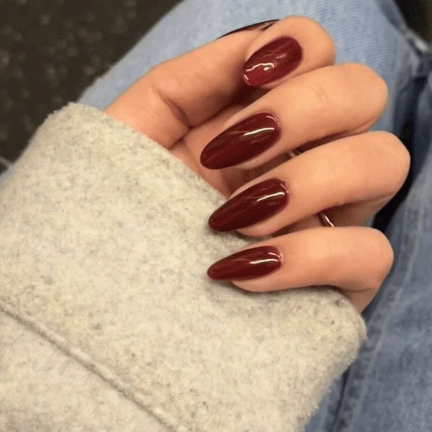 Medium Stiletto Rich Glossy Burgundy Nails Medium Stiletto Rich Glossy Burgundy Nails