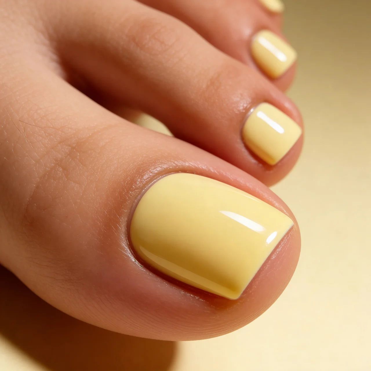 Vibrant Pale Yellow Big Toenail — Winter Toe Nails