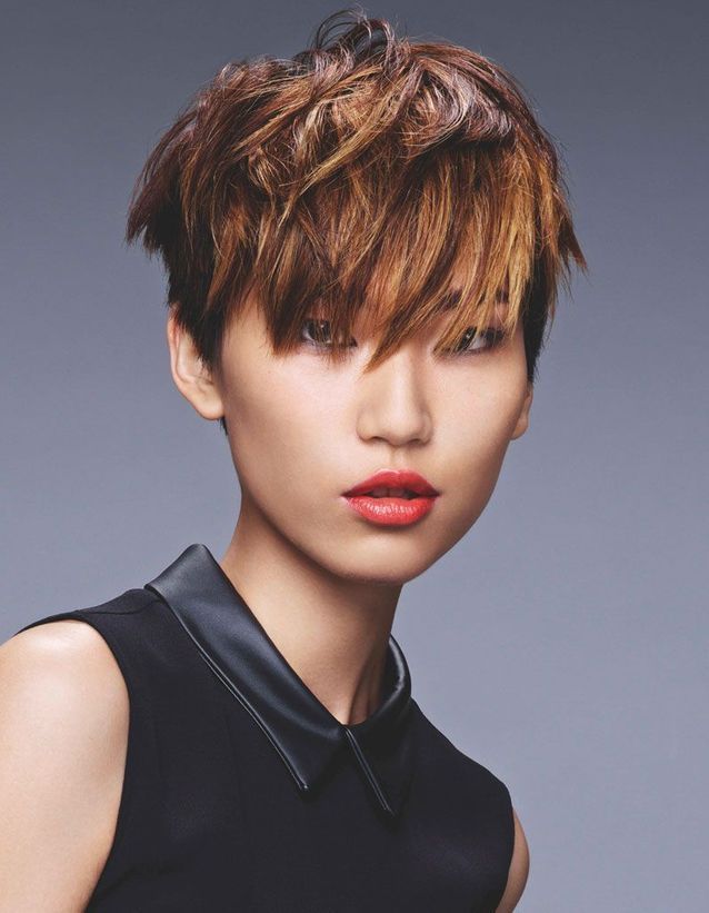 Brown Pixie With Blonde Highlights — Winter Hair Colors for Short Hair