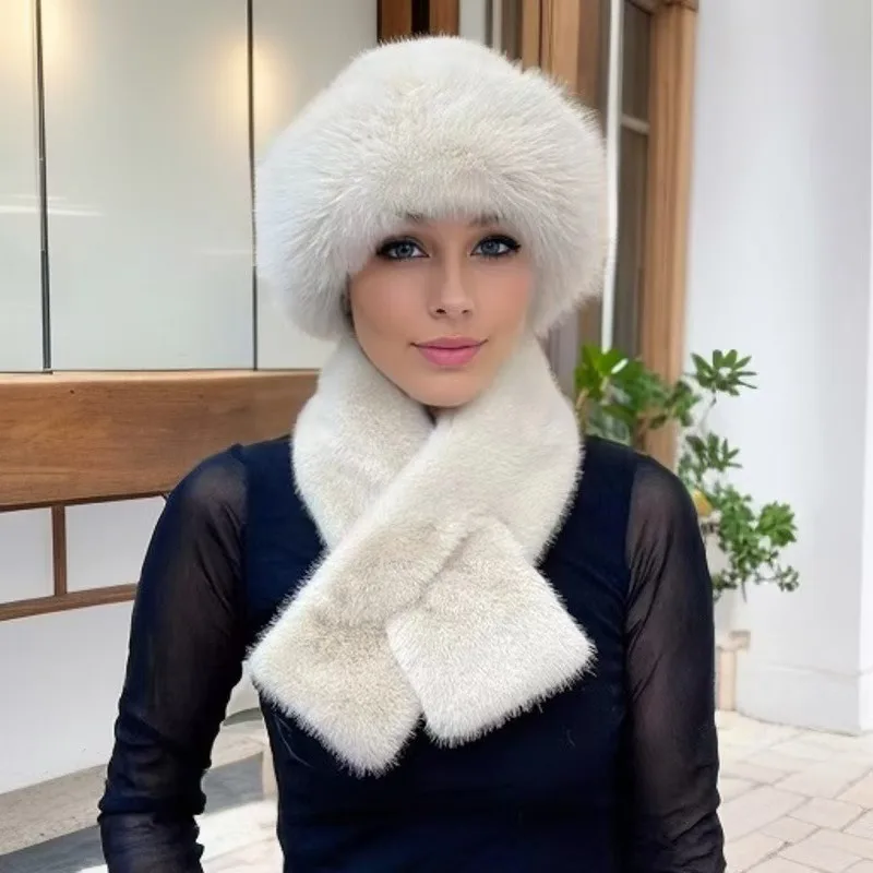 Cold Weather White Faux Fur Hat and Scarf with Sheer Black Top Cold Weather White Faux Fur Hat and Scarf with Sheer Black Top β Fur Hat Outfits
