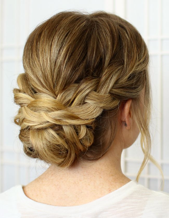 Complex Braided Bun for Blonde Hair Complex Braided Bun for Blonde Hair β Winter Party Hairstyles