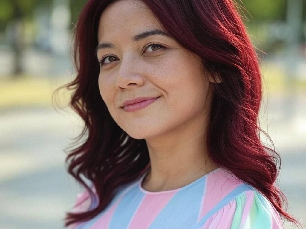 Chin-Length Lob With Cola Undertones — Cherry Cola Hair Color
