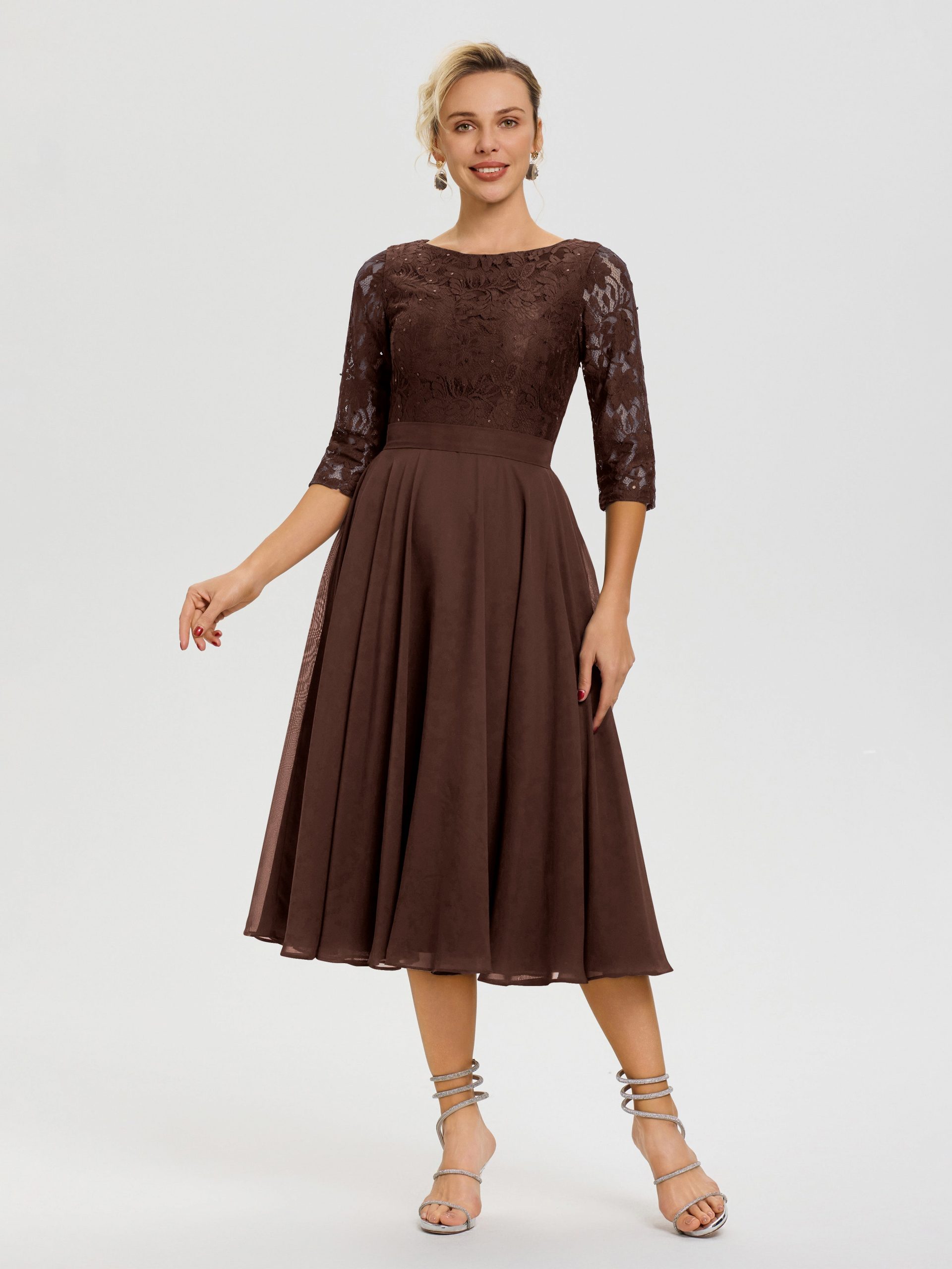 Chocolate Brown Dress with Lace, Sequins, and Chiffon Chocolate Brown Dress with Lace, Sequins, and Chiffon β Chocolate Brown Outfits