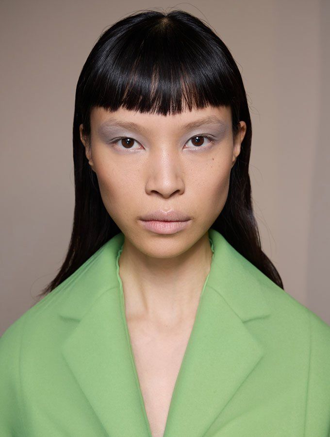 Collarbone Dark Brown With Blunt Bangs — Winter Haircuts for Thin Hair