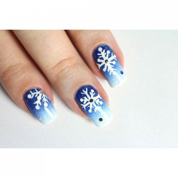 Deep Blue Snowflake Ombre Square Nails Deep Blue Snowflake Ombre Square Nails β Winter Ombre Nails