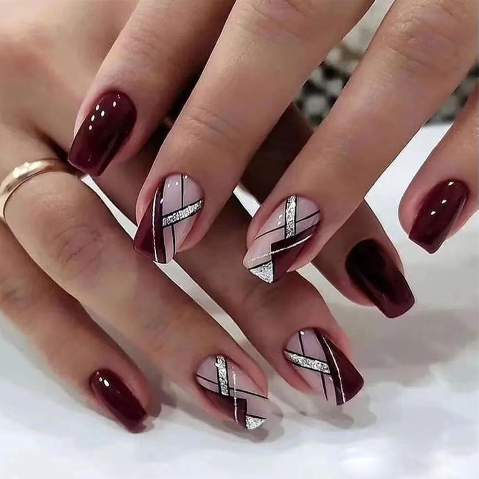 Glossy Glitter Visual Idea Glossy Glitter Visual Idea β Wine Christmas Nails 2026
