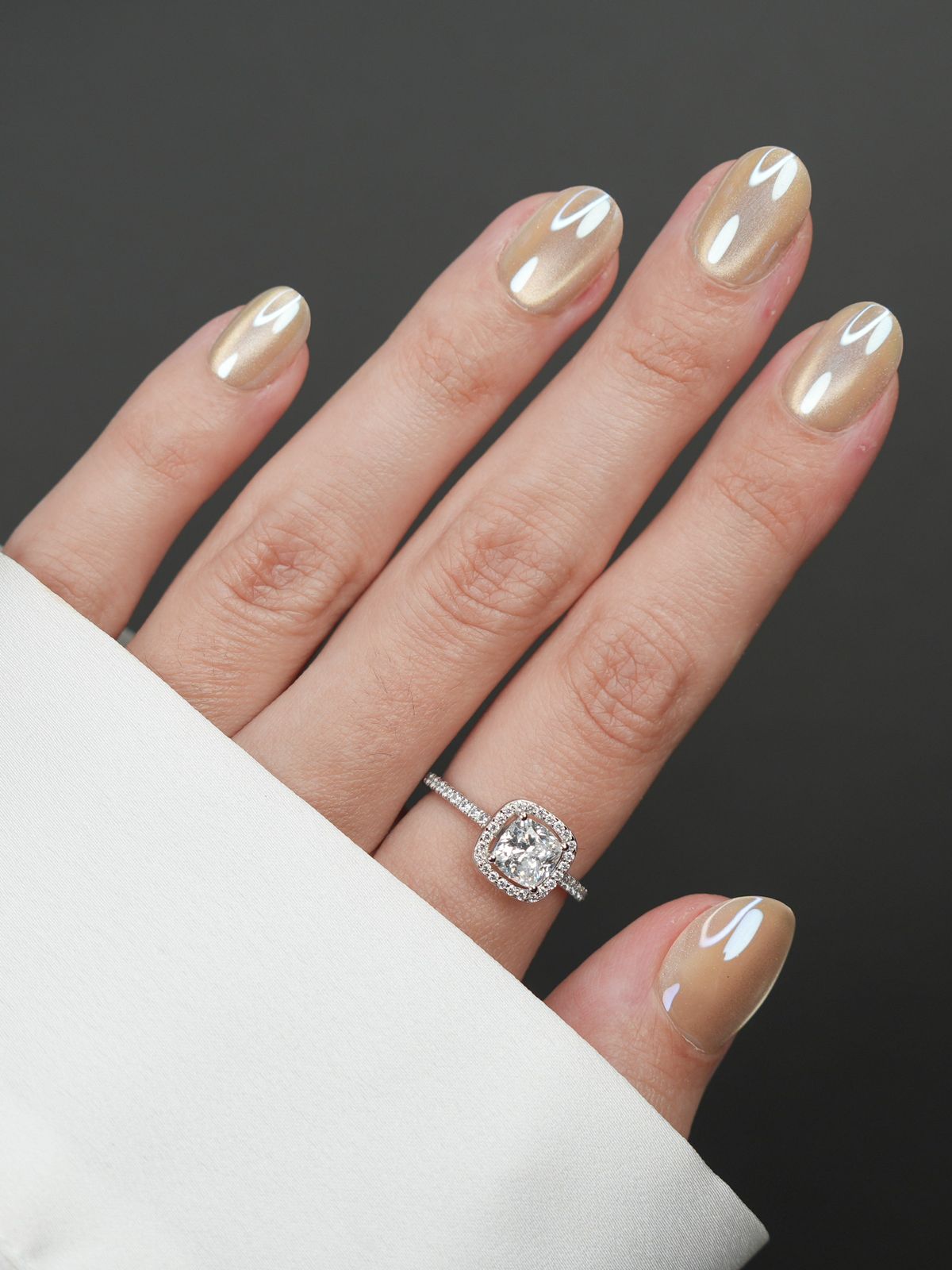 Pale Gold Pearlescent Sheen Pale Gold Pearlescent Sheen β Winter Champagne Nails