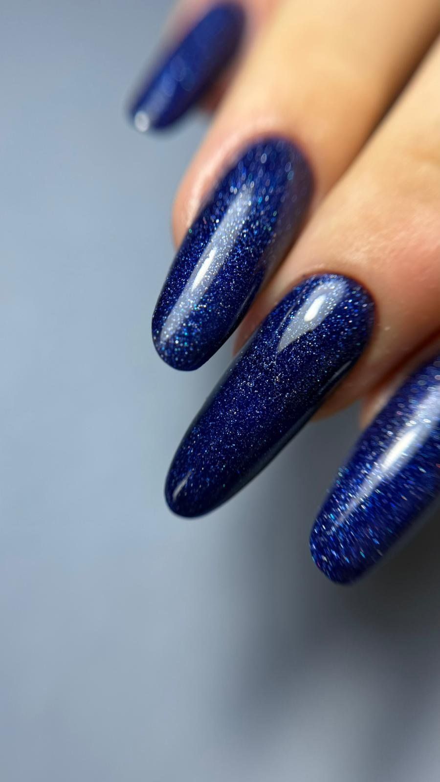 Glossy With Glitter Visual Idea Glossy With Glitter Visual Idea β Navy Blue Nails