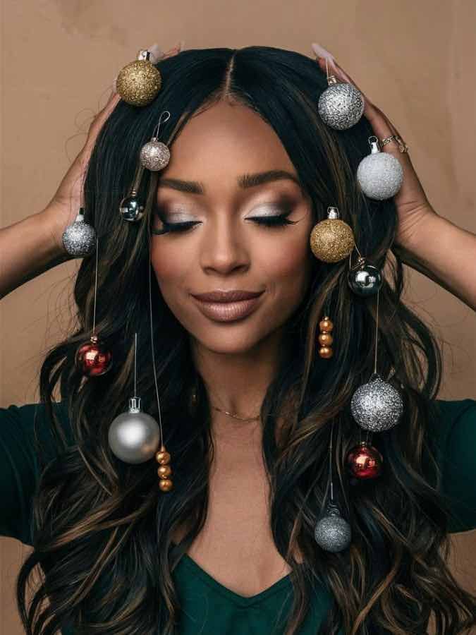 Shoulder Length Waves With Ornaments Shoulder Length Waves With Ornaments β Winter Twist Hairstyles