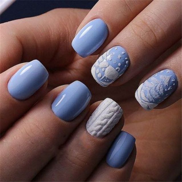 Light Blue Cable Knit Christmas Nails Light Blue Cable Knit Christmas Nails β Short Christmas Nails 2026