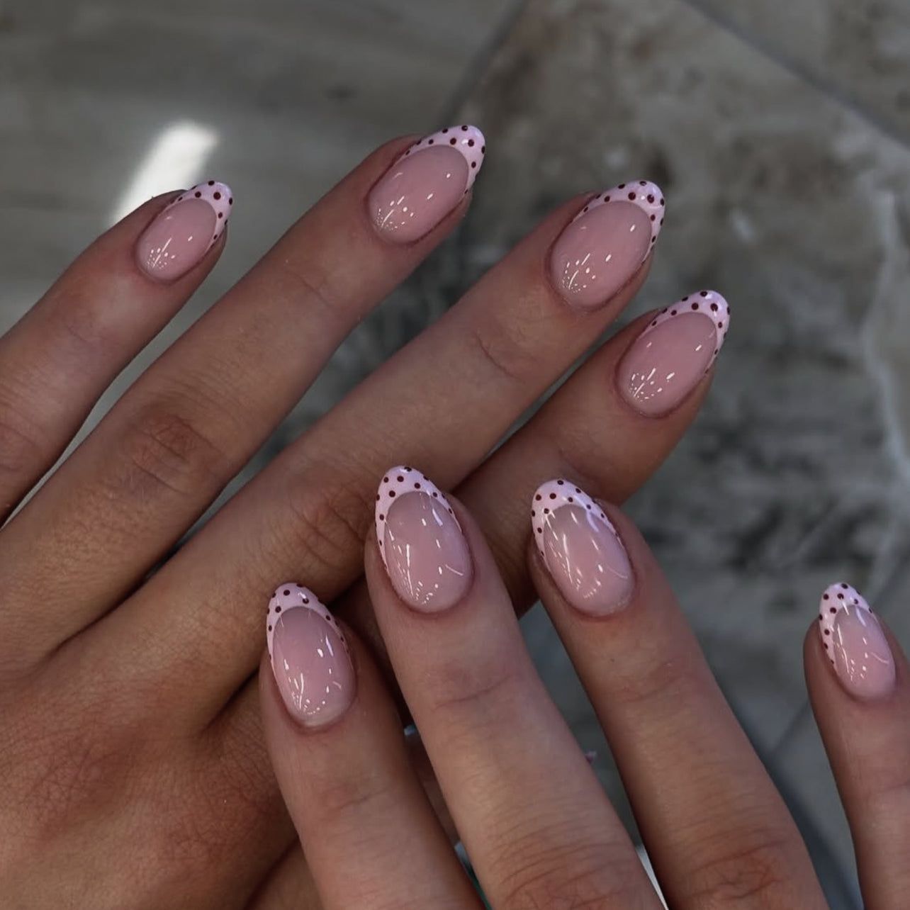 Polka Dot French Tip Almond Nails — New Years Almond Nails 2027