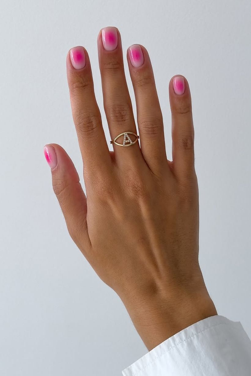 Short Square Pink to White Ombre Nails — Holiday Nail Colors 2026