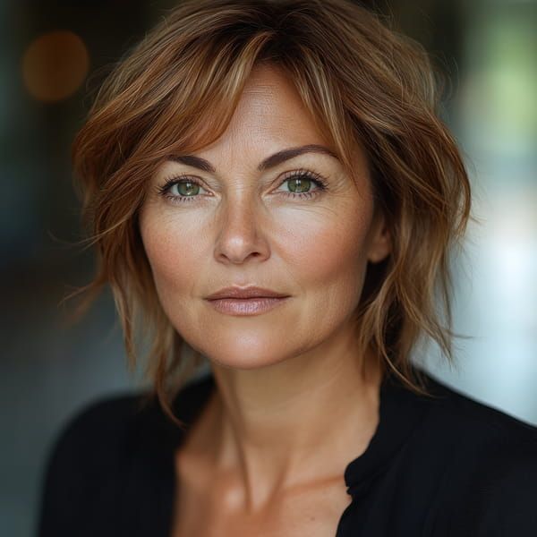 Warm Copper Bob with Blonde Warm Copper Bob with Blonde β Winter Hair Colors for Women Over 50