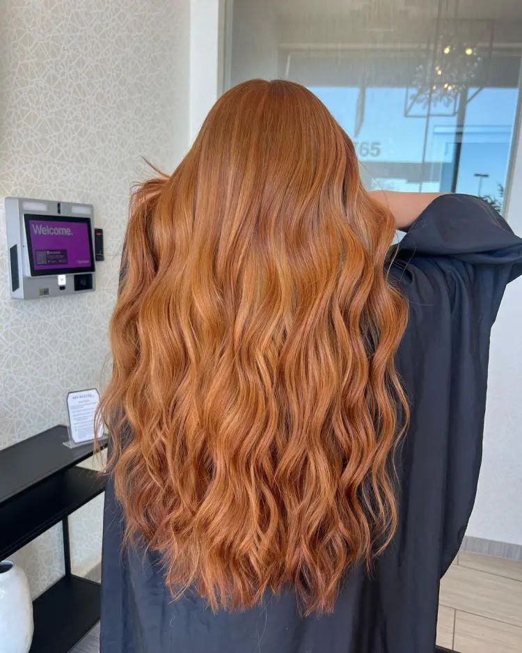 Honey Copper Balayage Waves Honey Copper Balayage Waves β Winter Copper Hair Color