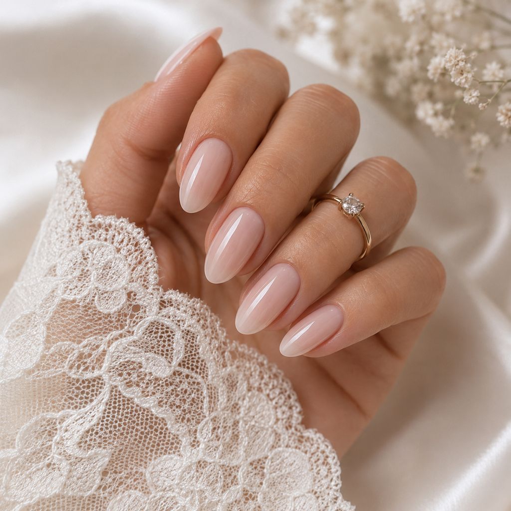 Immaculate Sheer Nude Pink Gloss Immaculate Sheer Nude Pink Gloss β Winter Wedding Nails