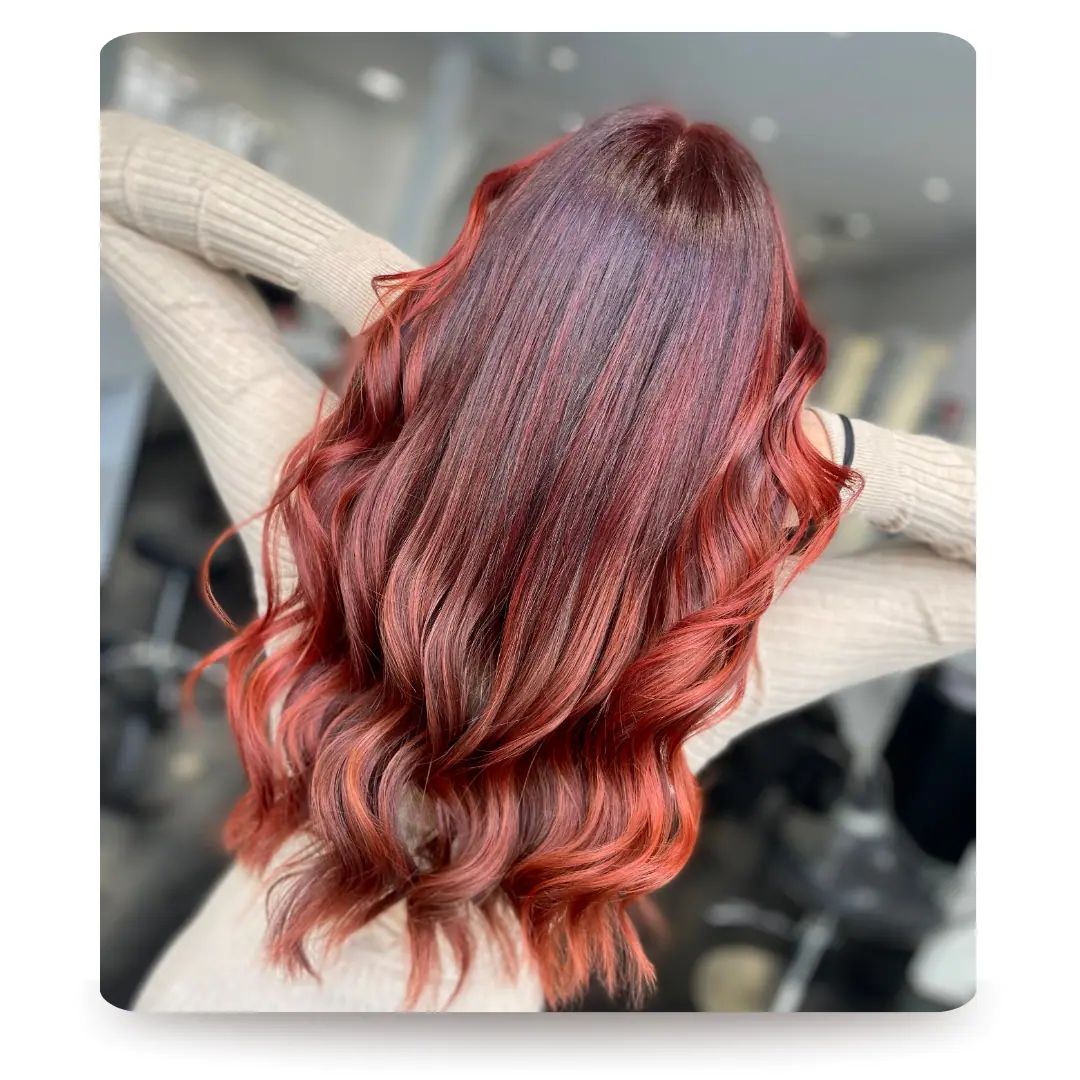 Deep Burgundy Red Multi-Dimensional Waves Deep Burgundy Red Multi-Dimensional Waves β Winter Red Hair Colors