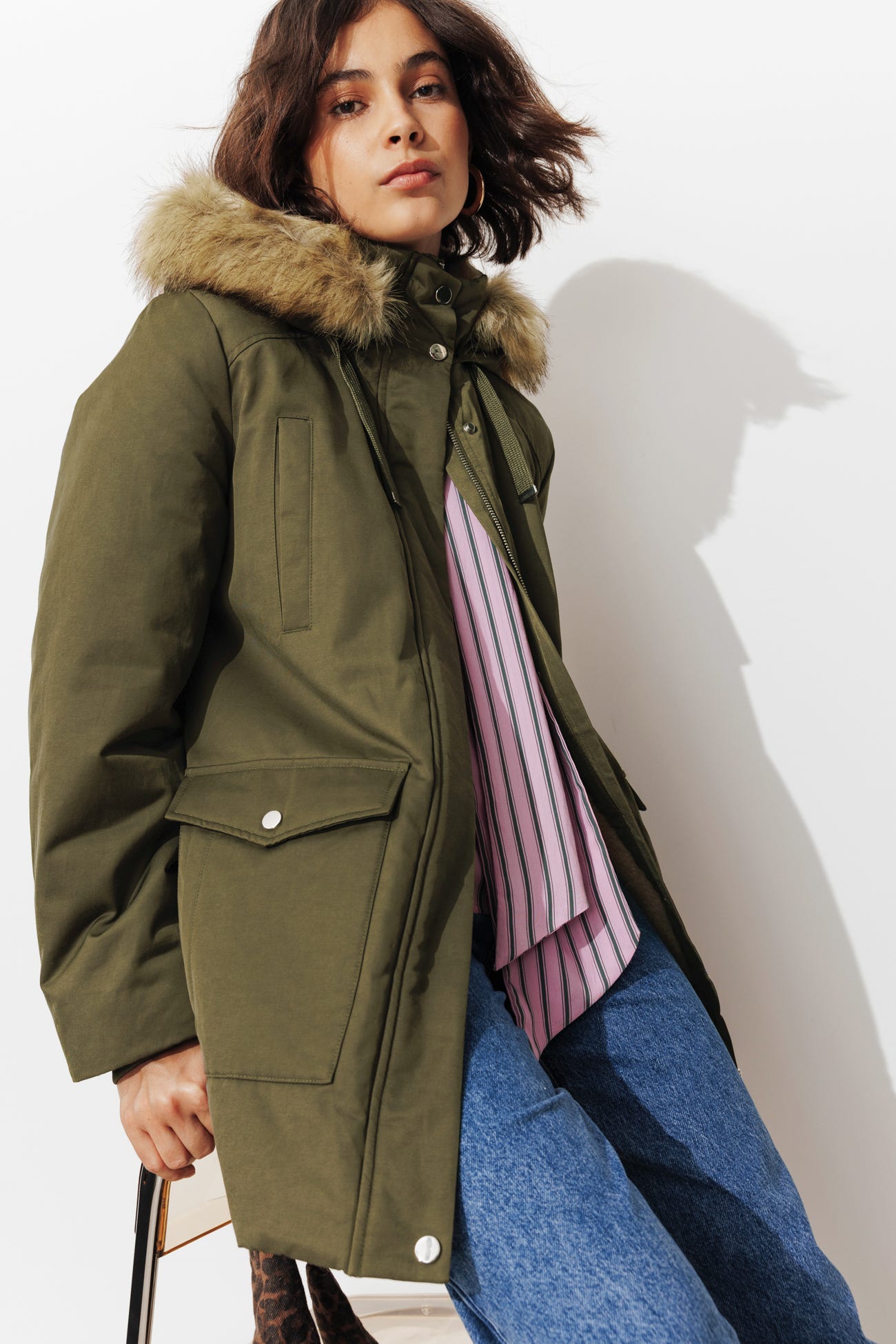 Olive Green Parka with Leopard Print Boots Olive Green Parka with Leopard Print Boots β Warm Winter Outfits