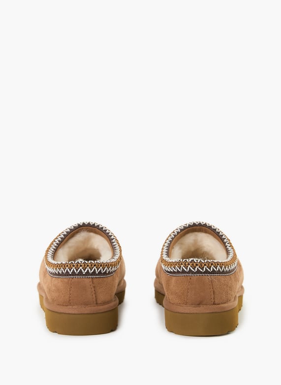 Brown Suede UGG Slippers with Decorative Stitching Brown Suede UGG Slippers with Decorative Stitching β Ugg Slippers Outfits