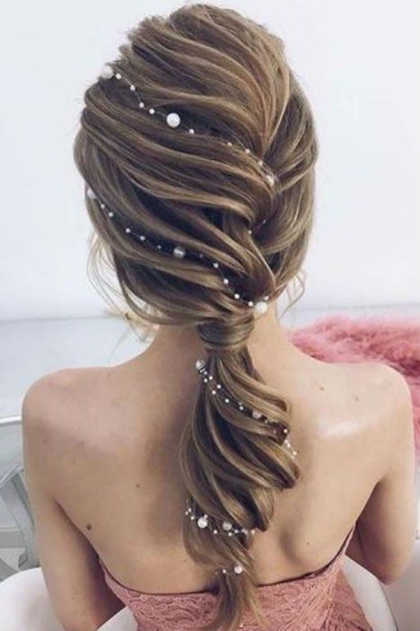 Braided Ponytail With Pearls — Winter Date Night Hairstyles
