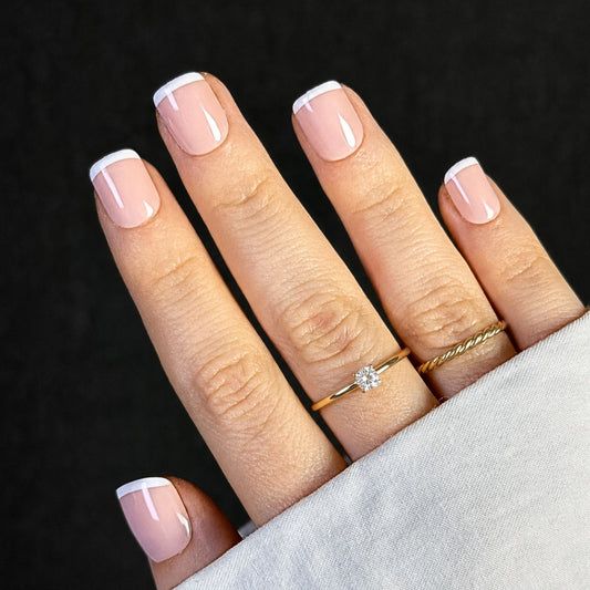 Classic White French Tips Classic White French Tips β Short Winter Nails