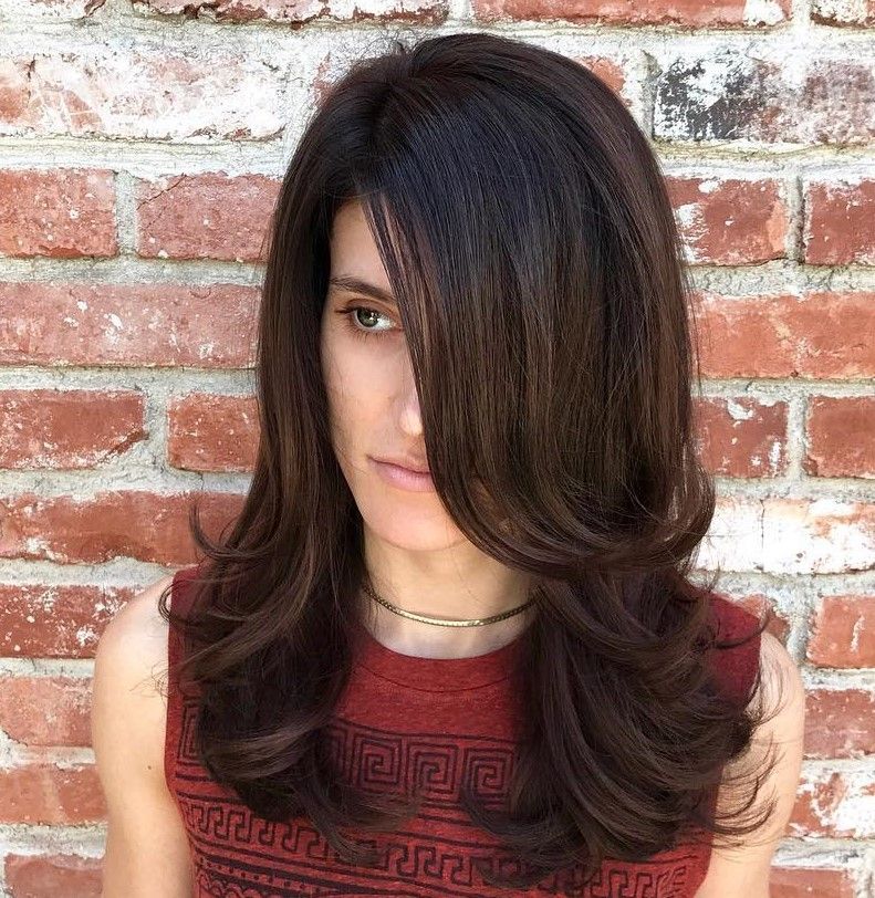 Dark Brown Air-Dried Waves With Face-Framing Layers — Winter Haircuts for Long Faces