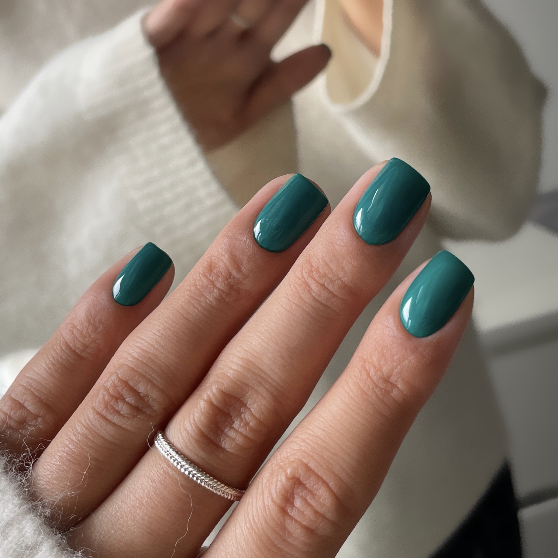 Deep Teal Short Square Nails — Winter Nail Colors